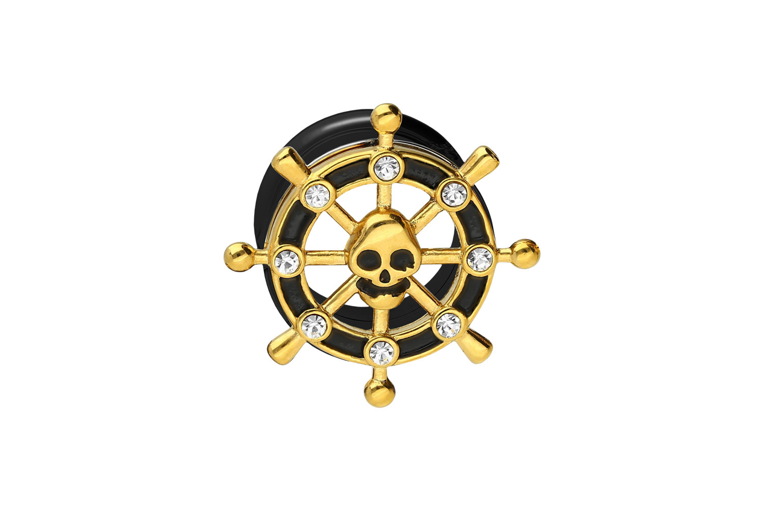 Chirurgenstahl Double Flared Tunnel STEUERRAD + TOTENKOPF ++SALE++ von Piercingline